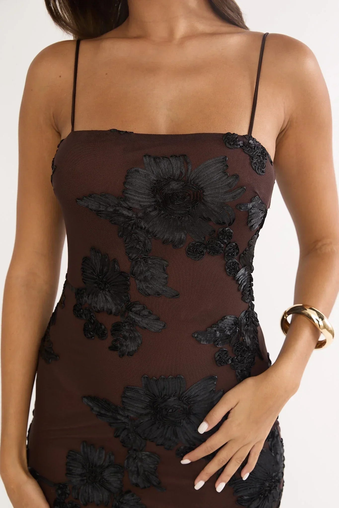 Kaela Embellished Maxi Dress Chocolate