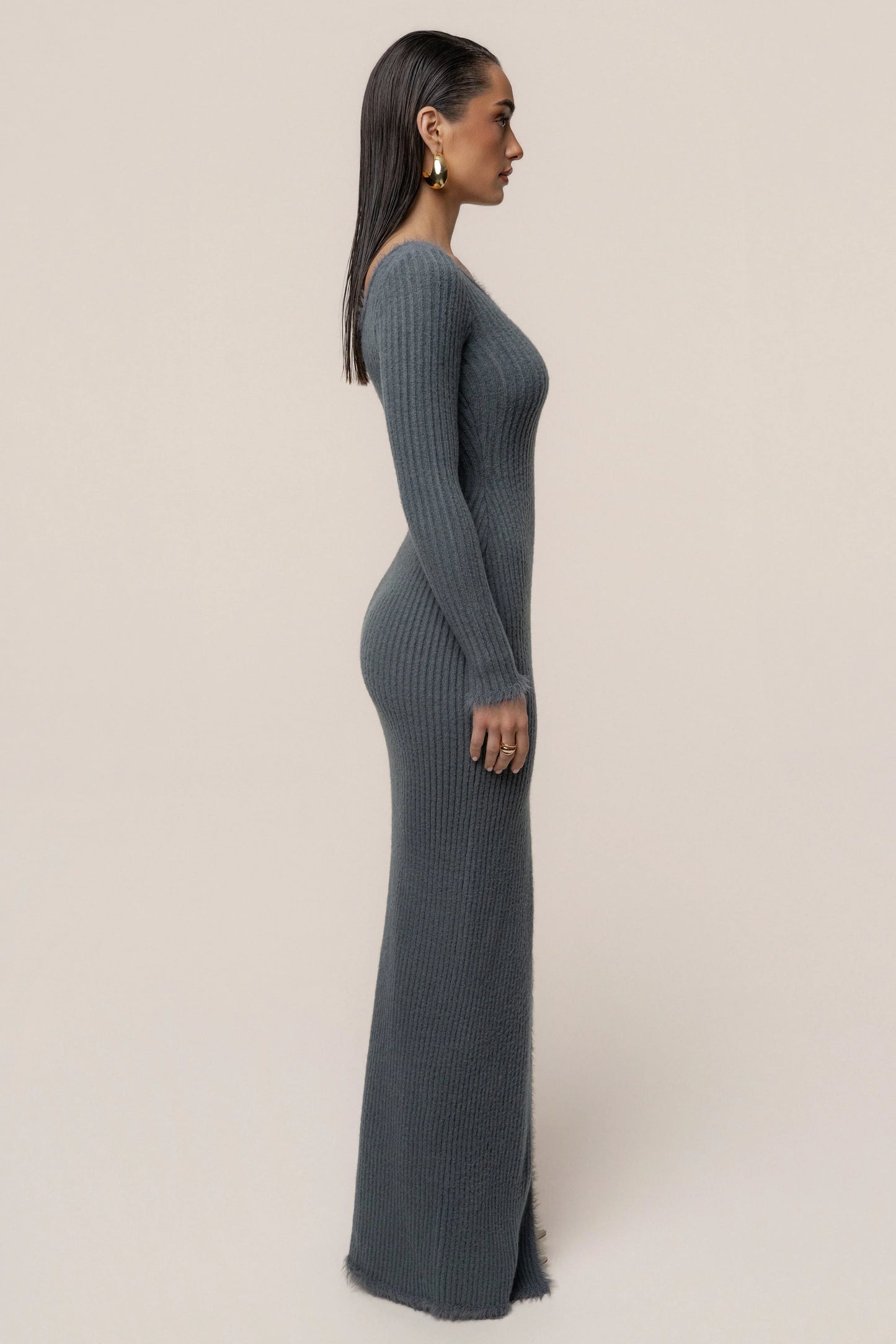 Alpine Elegance Slit Maxi Dress
