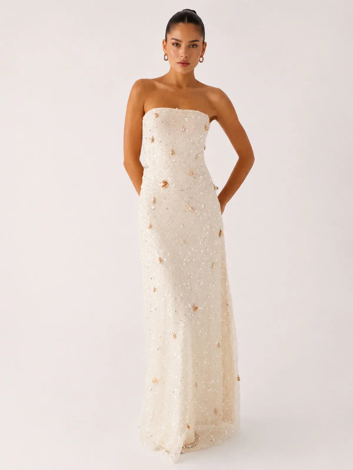 Orelli Shell Sequin Knit Maxi Dress - Ivory