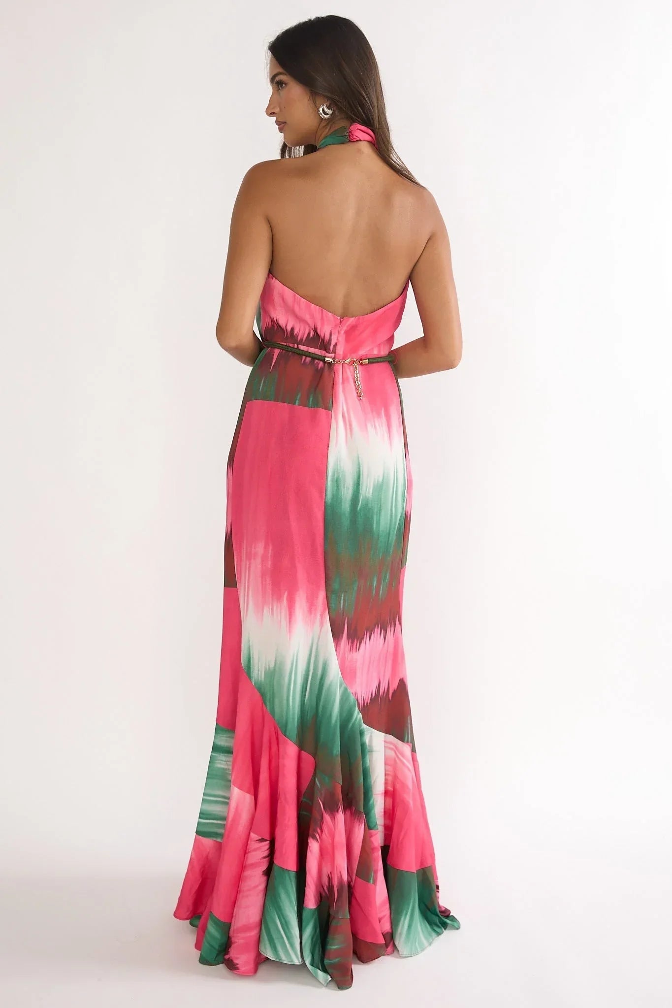 Elaina Rope Waist Maxi Dress Fuchsia