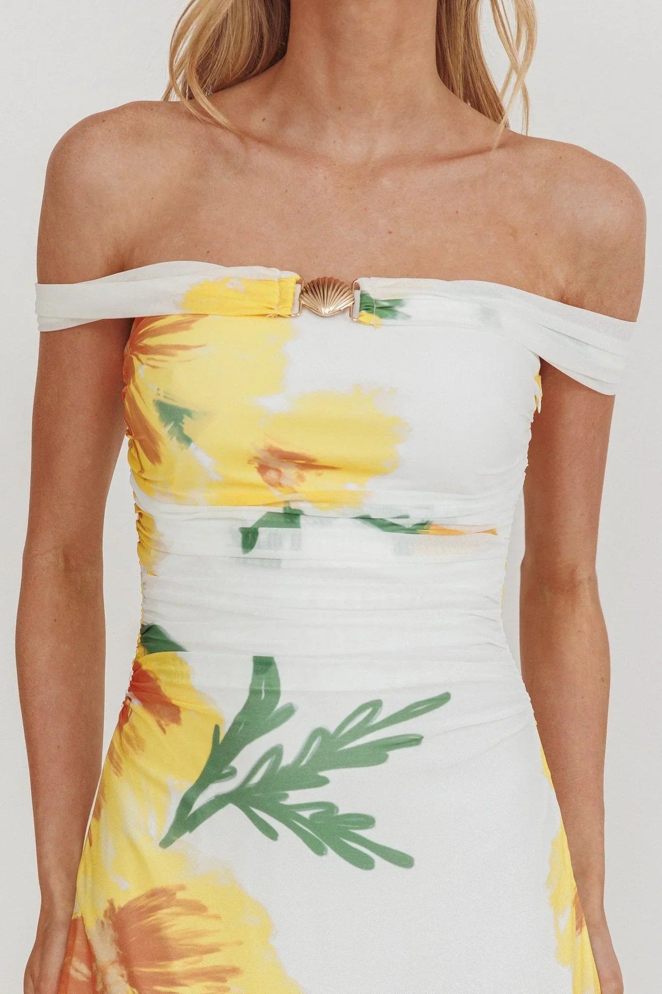 Moonlit Off Shoulder Maxi Dress Yellow