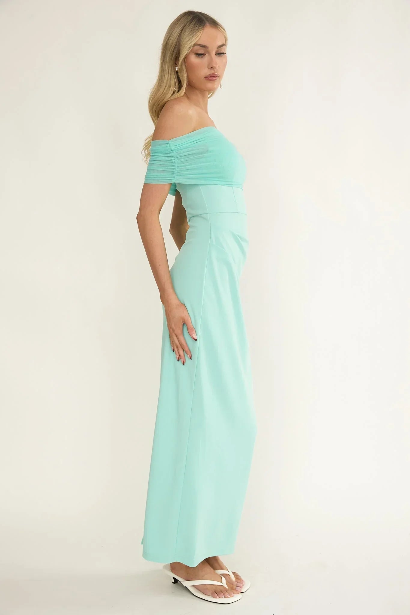 Love Languages Off Shoulder Maxi Dress Mint