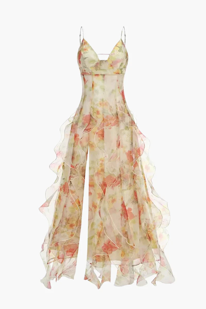 Duttini | Floral Print Ruffled Maxi Dress