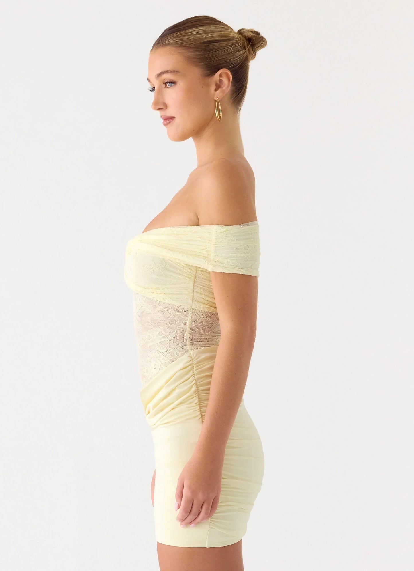 Either Way Off Shoulder Mini Dress Yellow