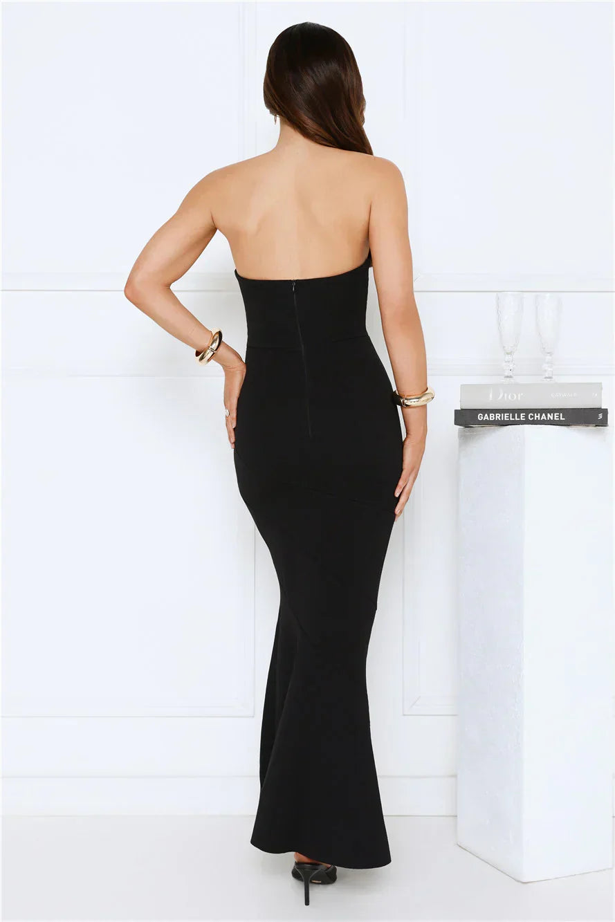 Luxe Reverie Strapless Maxi Dress Black