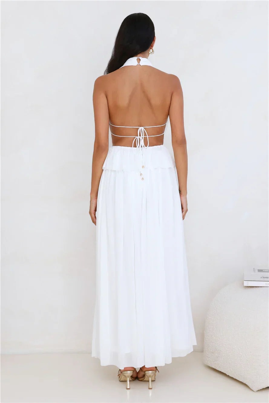 Love From Rosalie Halter Maxi Dress White
