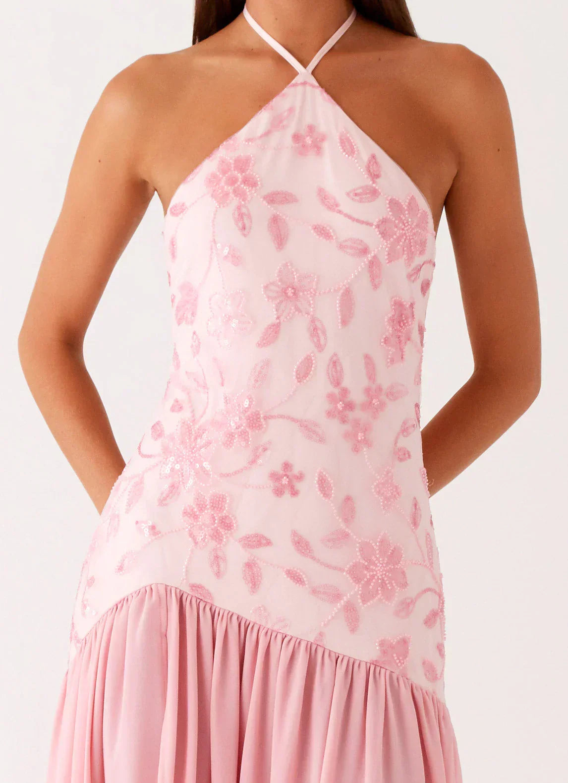 Janelle Beaded Maxi Dress - Pink