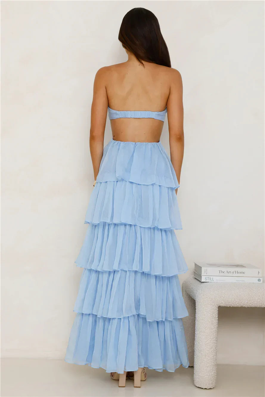 Hello Molly Luxe Mode Strapless Maxi Dress Blue