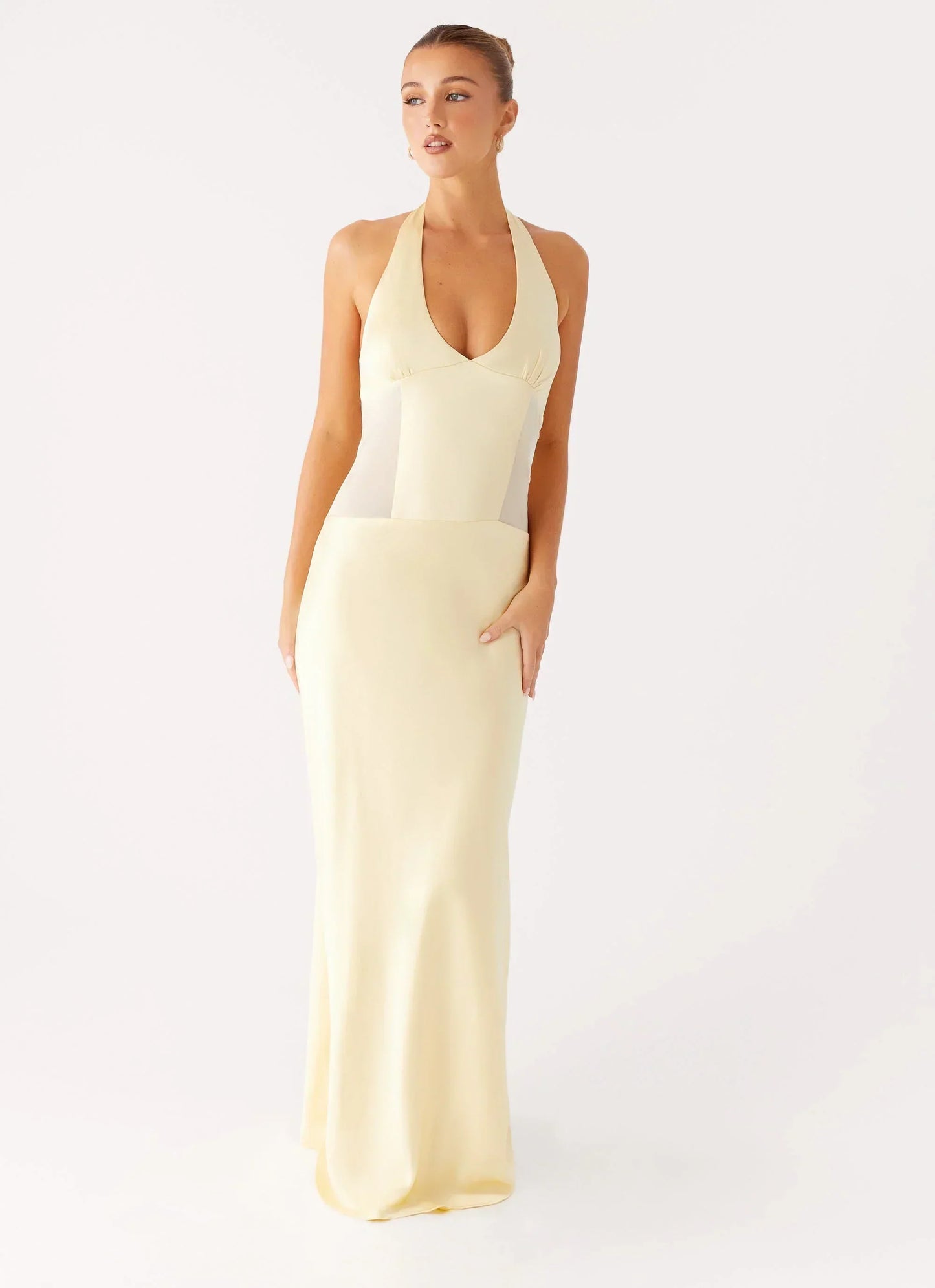 Ambre Mesh Panel Maxi Dress - Yellow