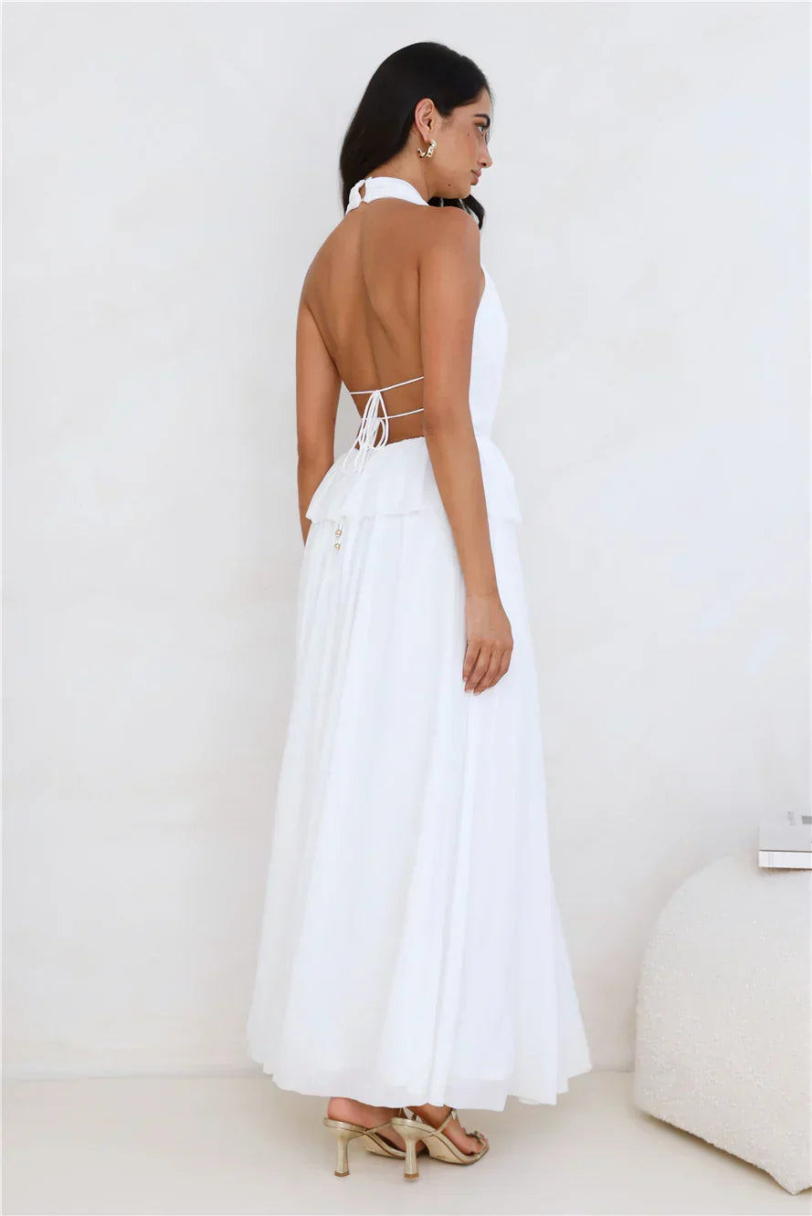 Love From Rosalie Halter Maxi Dress White