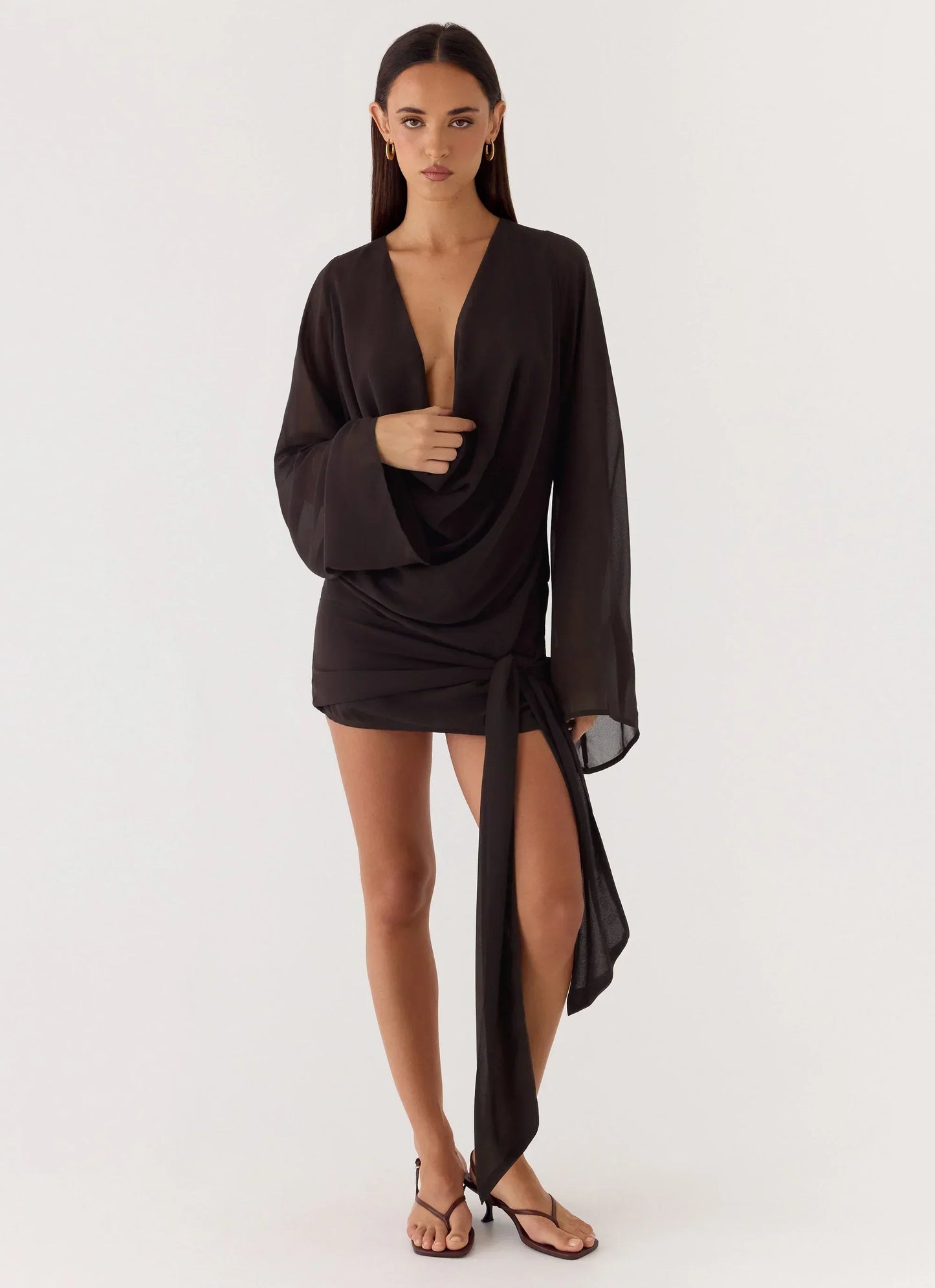 Sorrel Long Sleeve Mini Dress - Chocolate