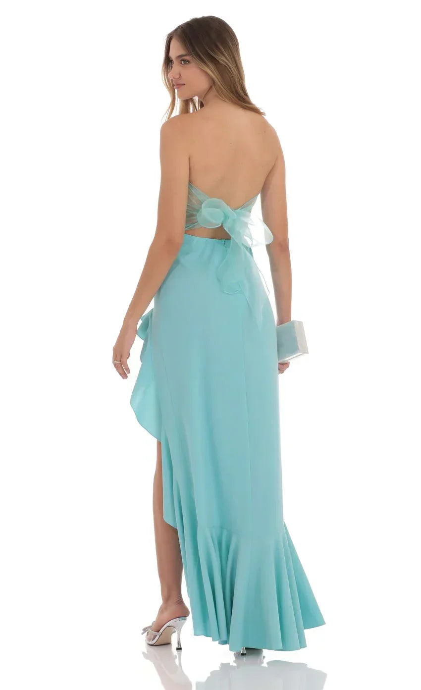 Strapless Back Bow Corset Maxi Dress