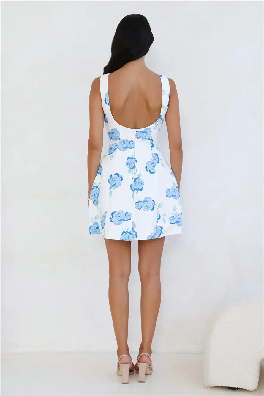 Rosy Horizon Mini Dress Blue
