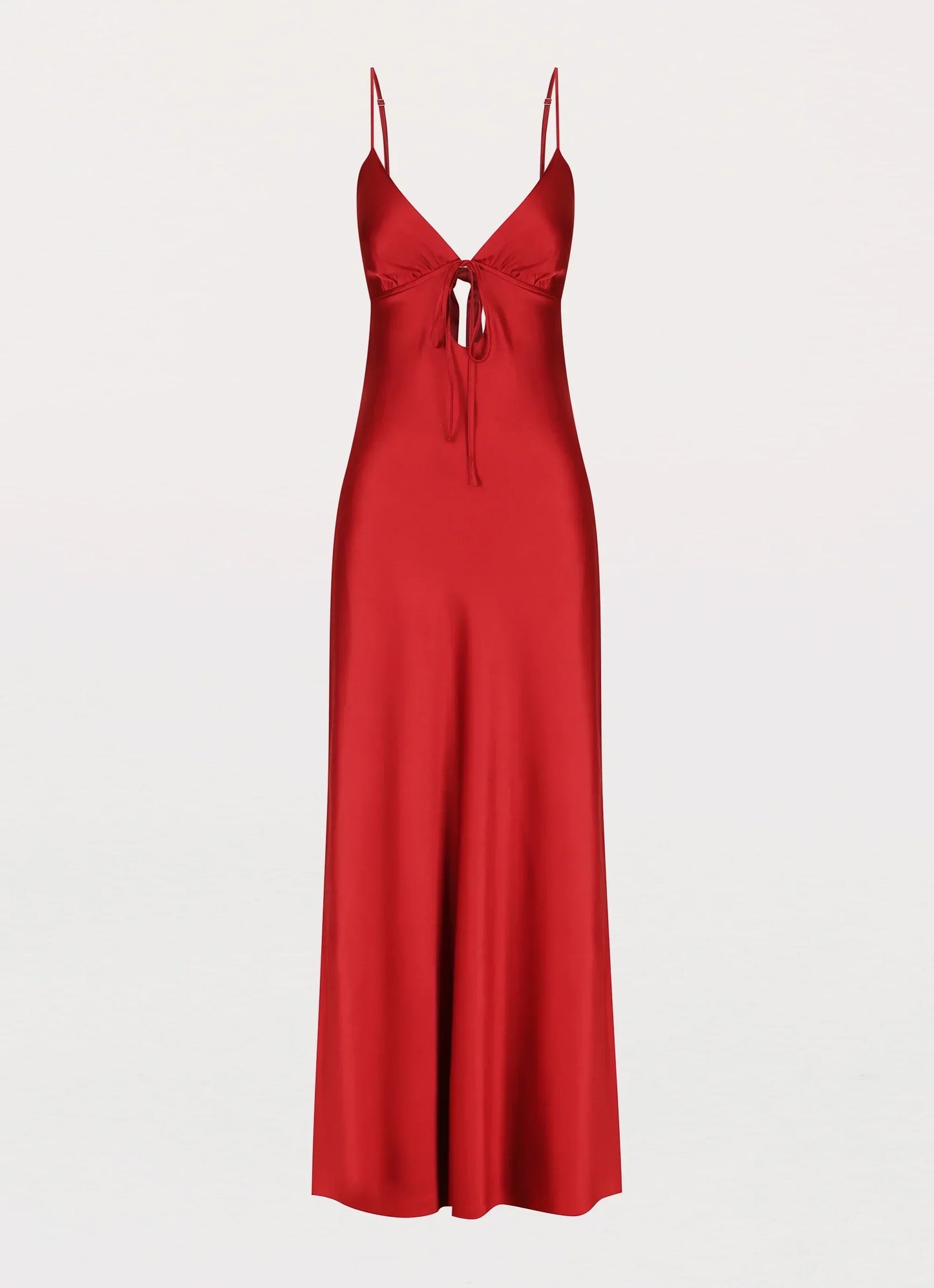 Flora Satin Maxi Dress - Cherry