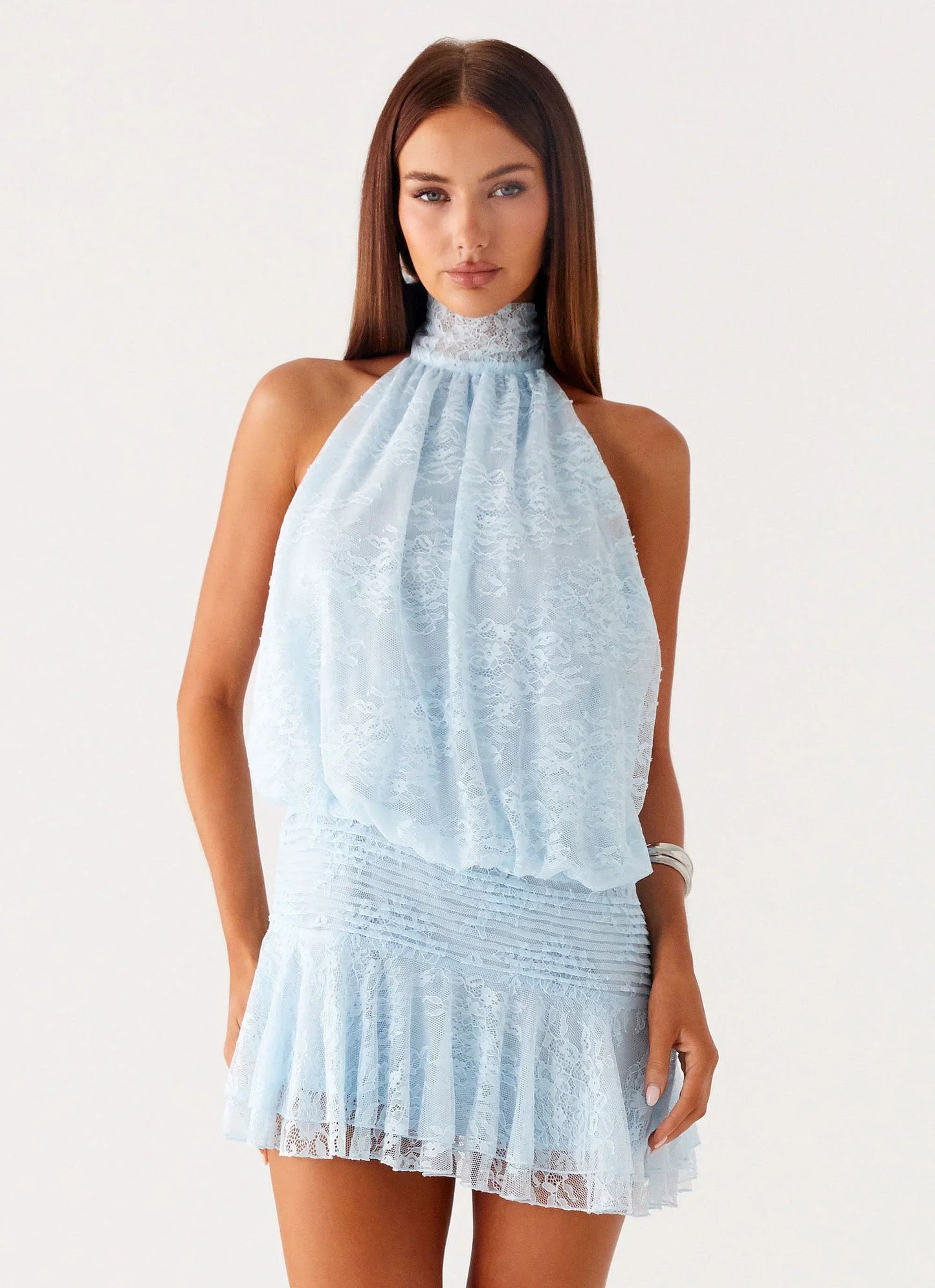 Willow Lace Mini Dress - Blue