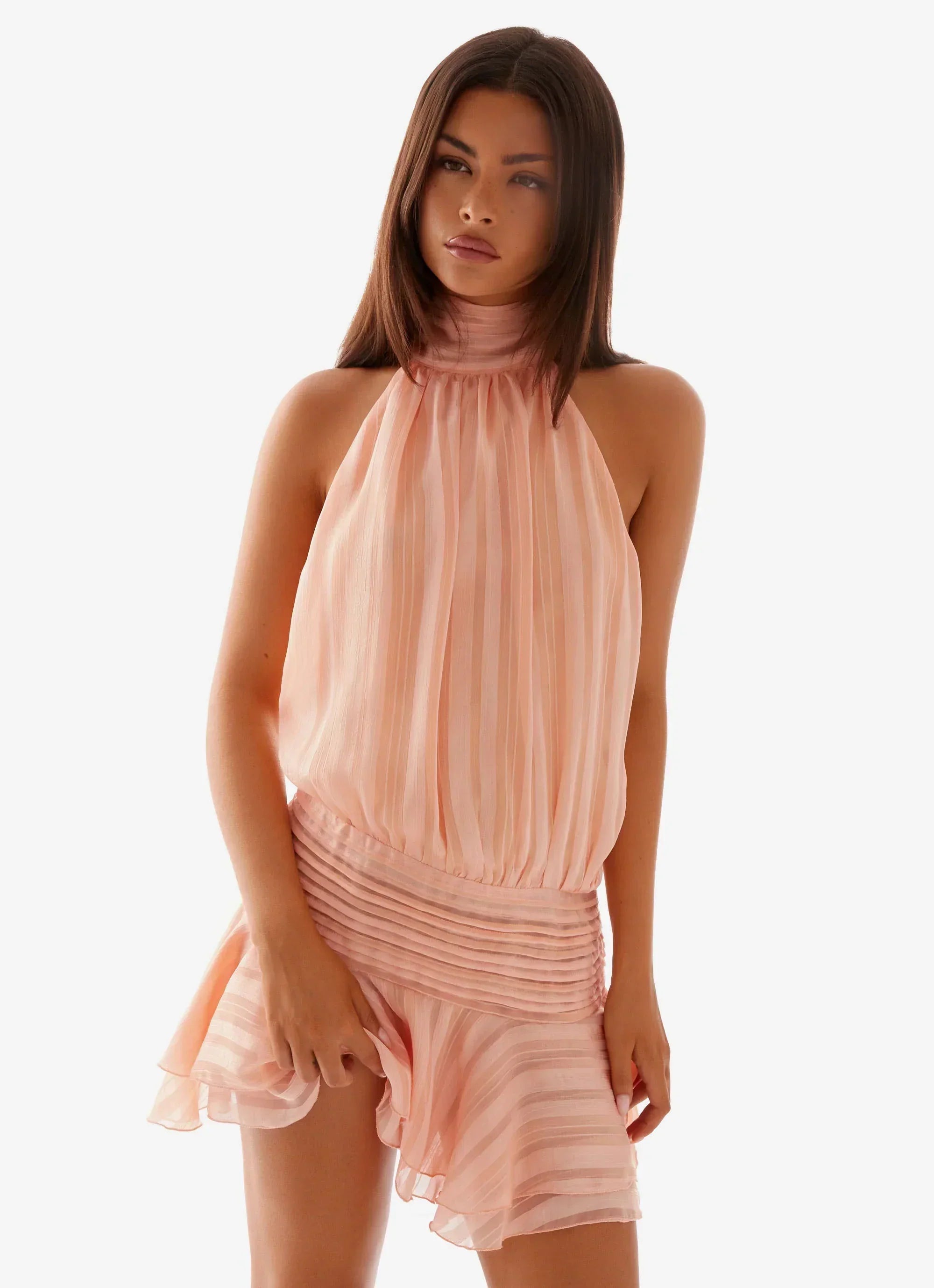 Willow Chiffon Mini Dress - Orange