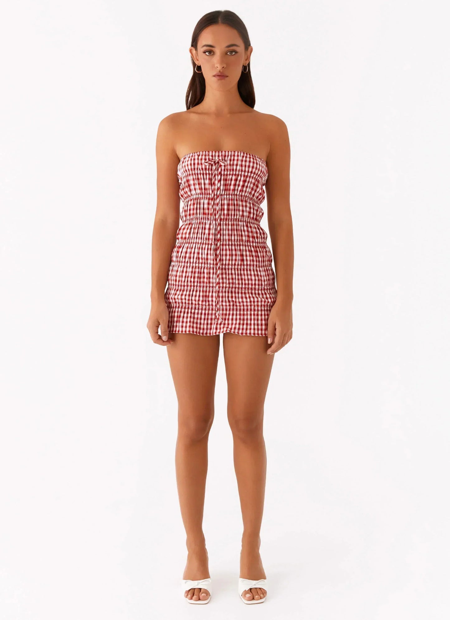 Adele Mini Dress - Red Gingham