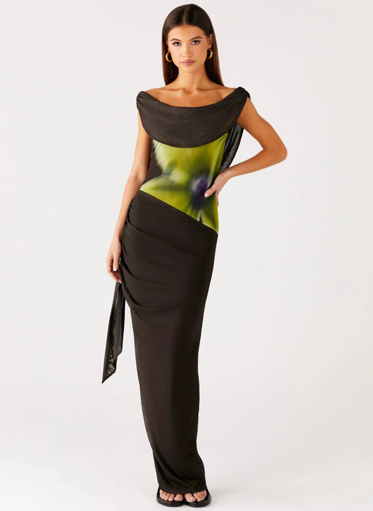 Good Fortune Maxi Dress - Lime Flower