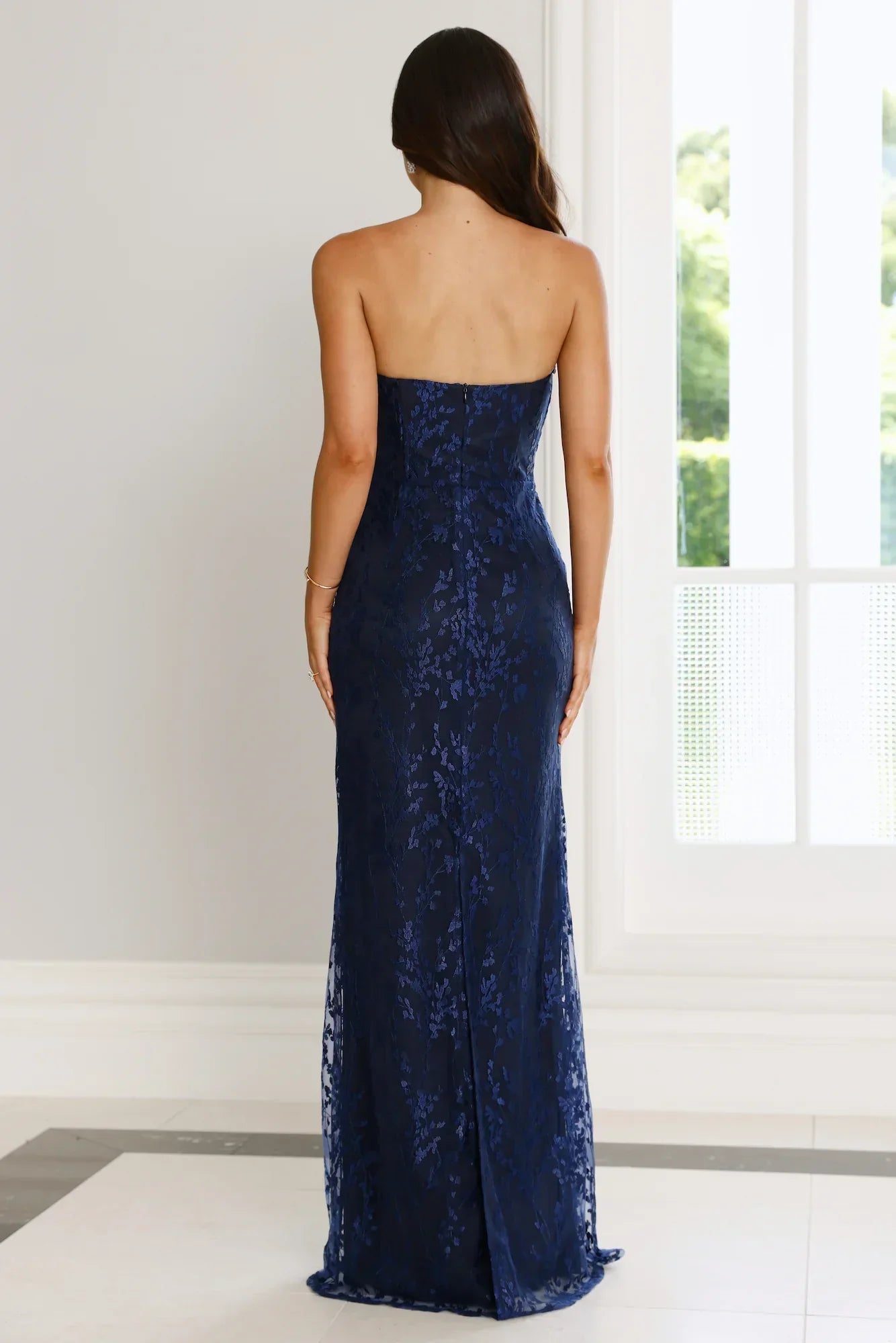 Wedded Wonders Strapless Maxi Dress Navy