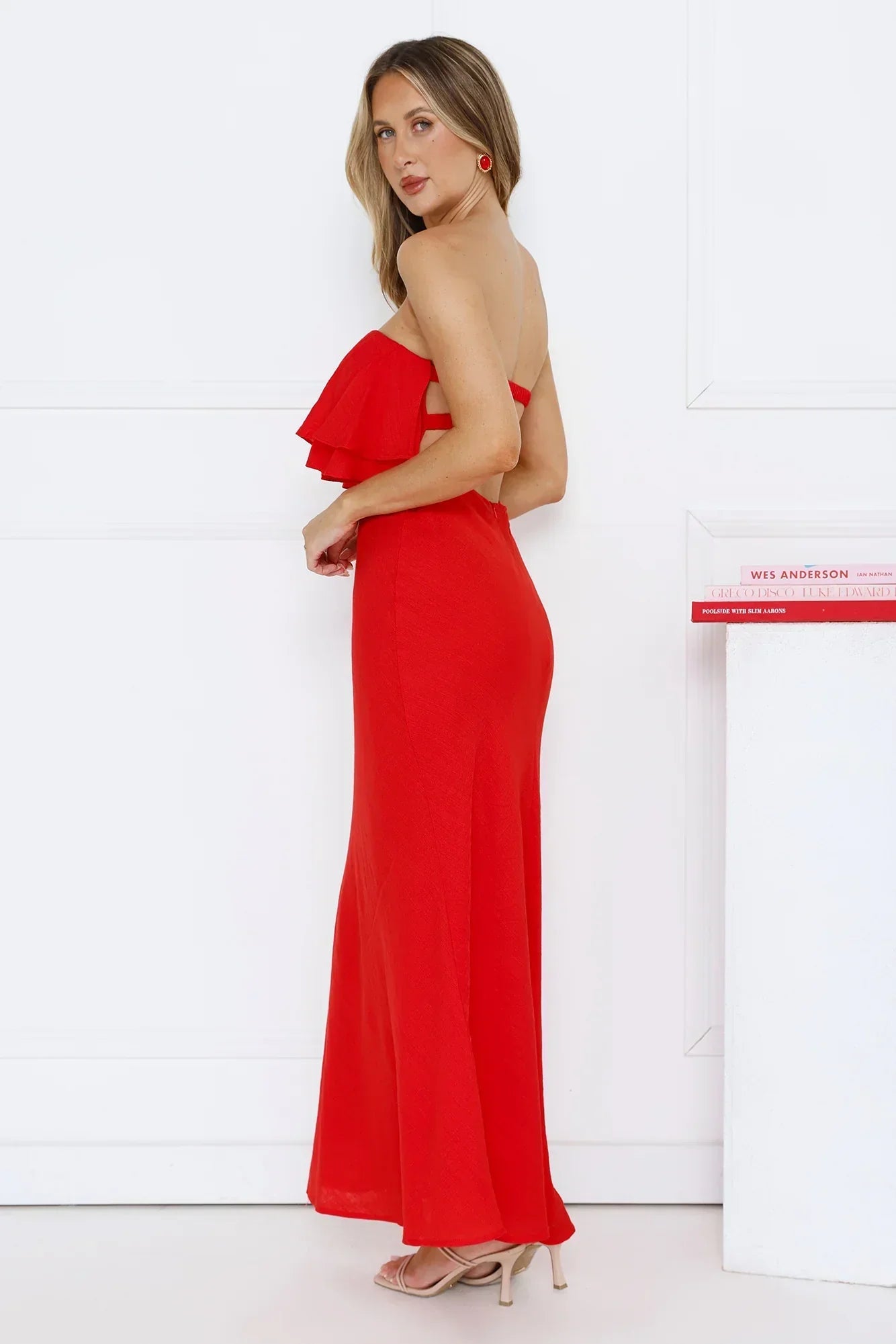Midnight In Paris Strapless Maxi Dress Red
