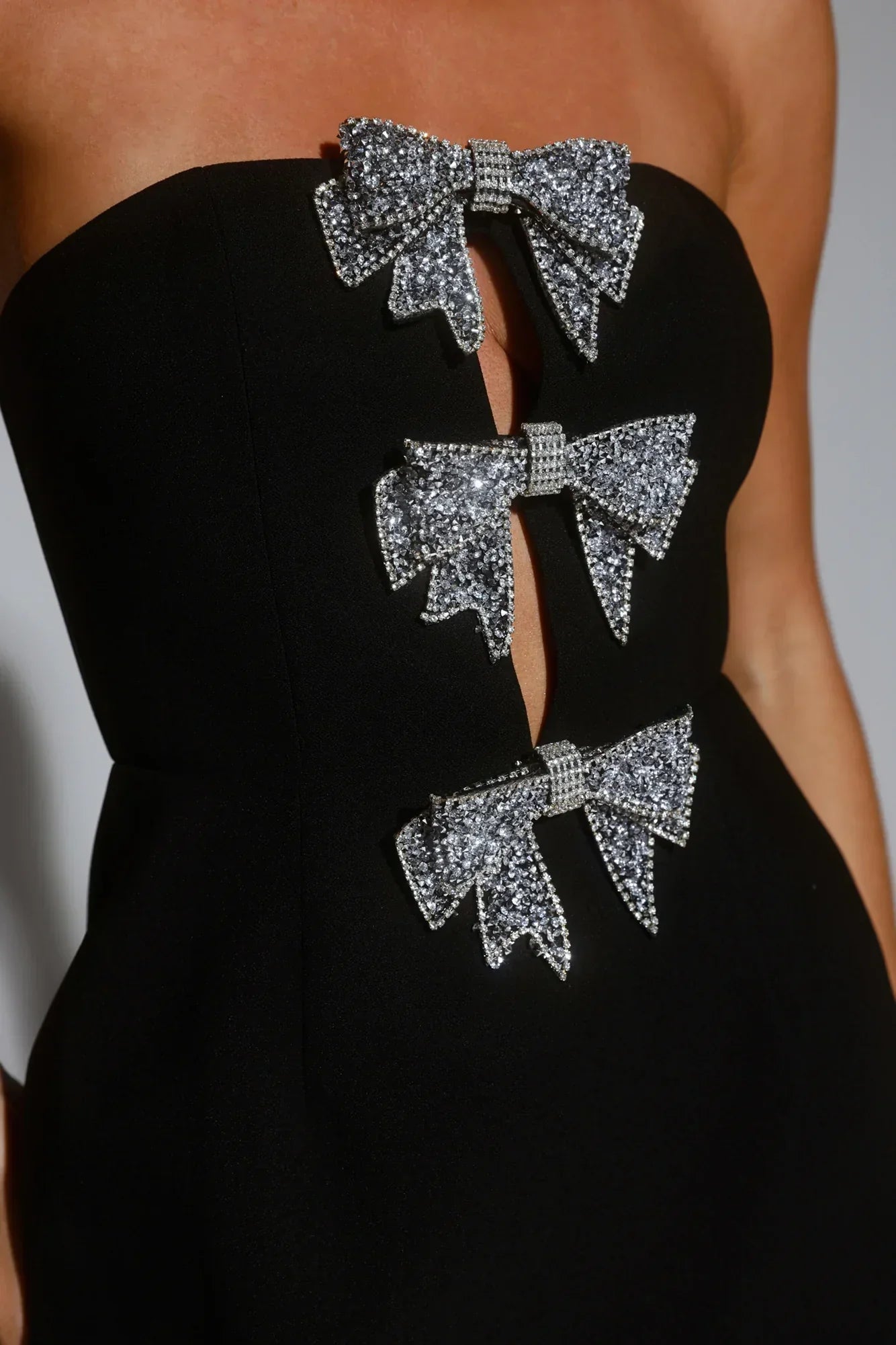 Sparkle-Filled Evening Strapless Mini Dress Black