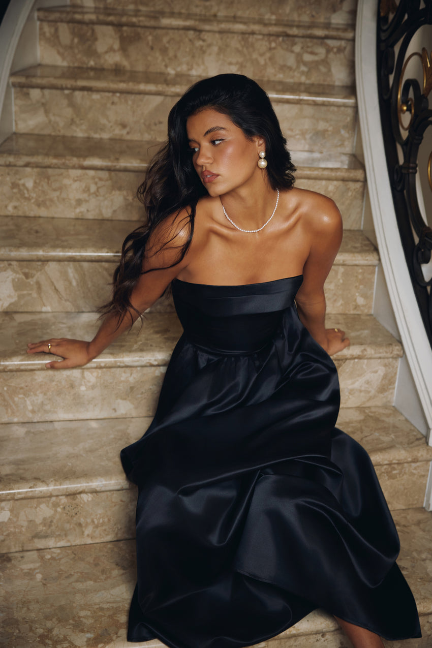 Elegance In Motion Strapless Maxi Dress Black