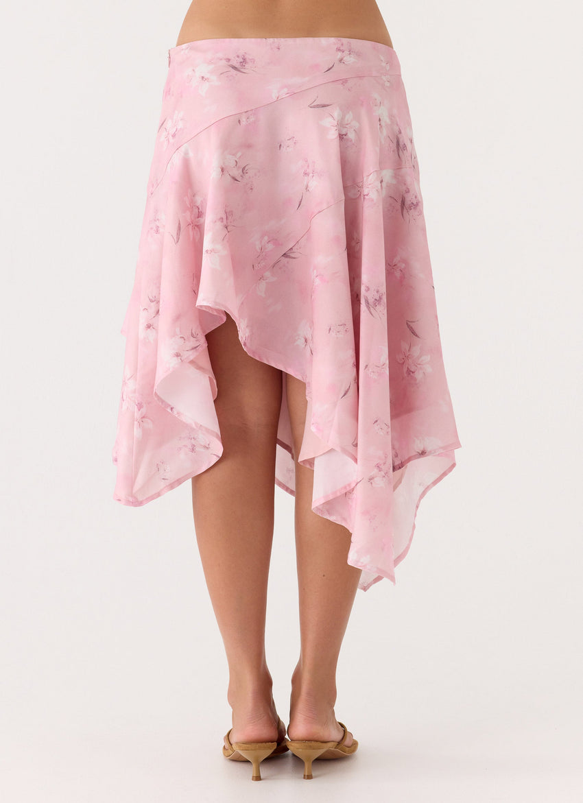 Kia Low Rise Asymmetrical Midi Skirt - Vintage Floral