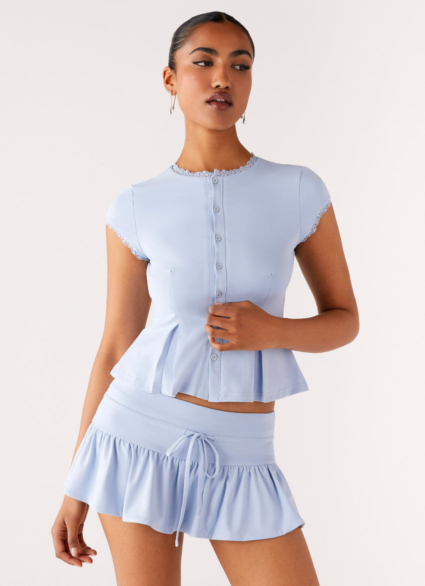 Landon Button Up Top - Blue