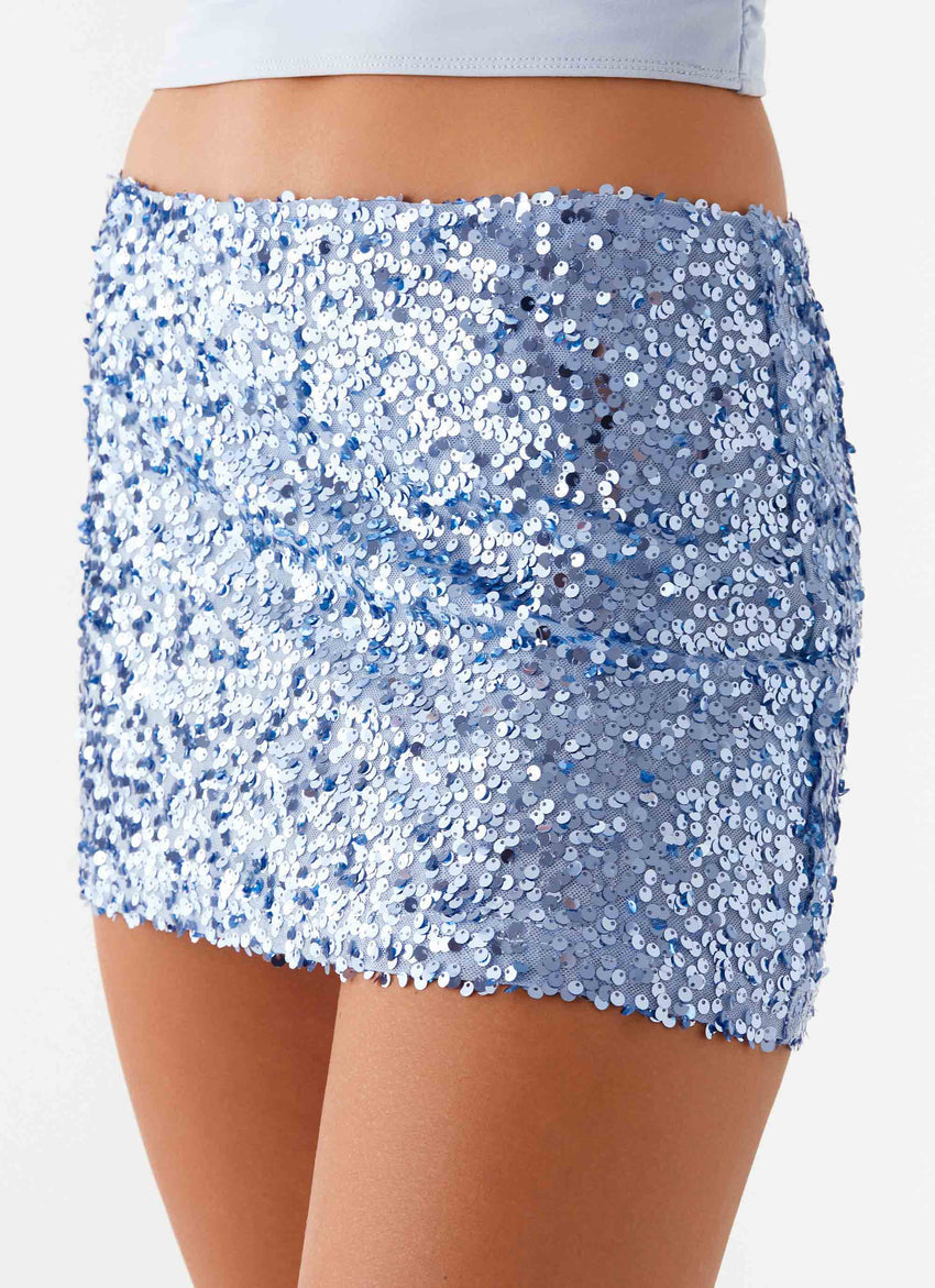 Made For You Low Rise Sequin Mini Skirt - Blue