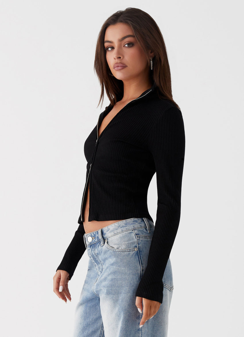Barbara Long Sleeve Top - Black