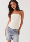 Stephanie Linen Tube Top - Ivory Cream