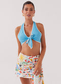 Isle Of Water Linen Tie Top - Azure
