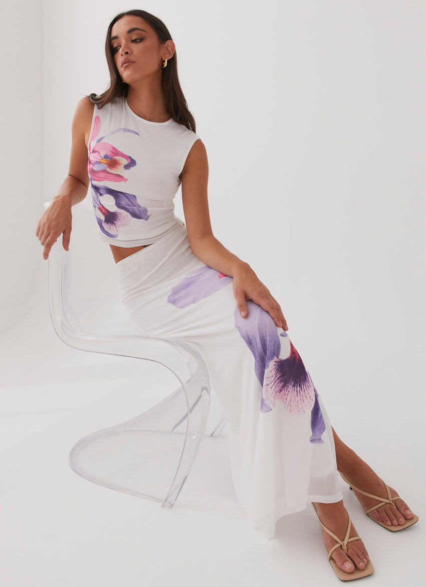 Waiting For Dawn Mesh Top - White
