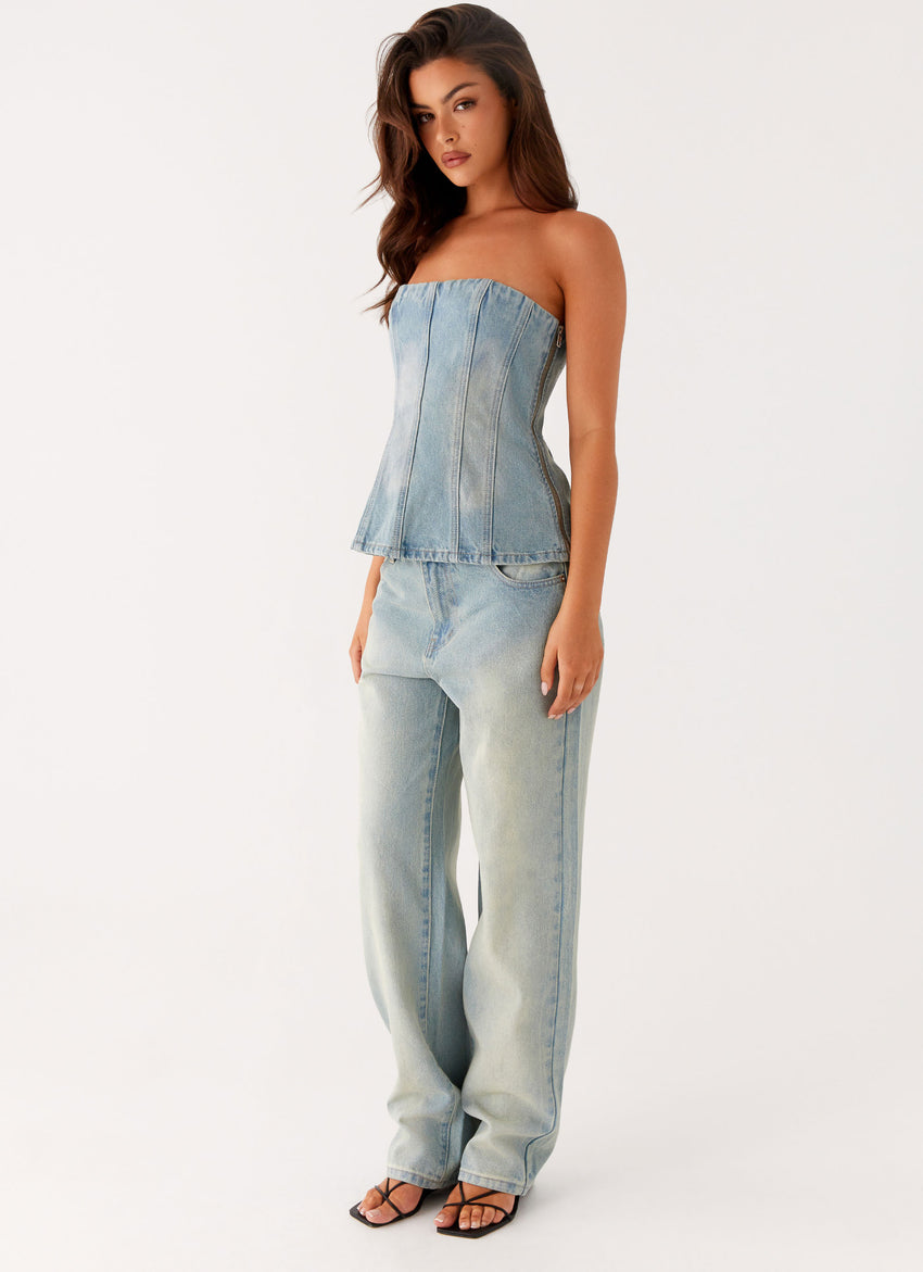 Poppy Low Rise Denim Jeans - Vintage Denim
