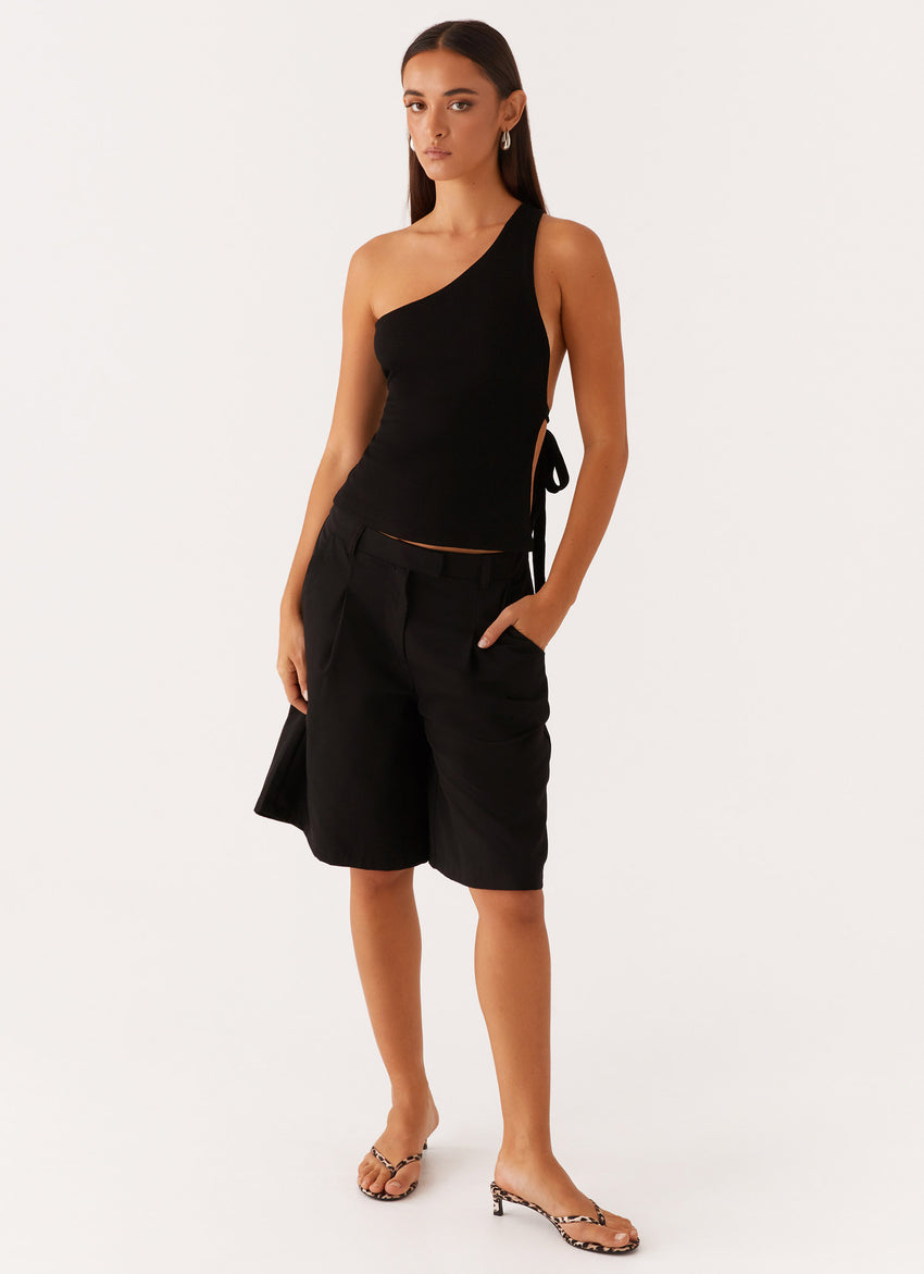 Safiya One Shoulder Top - Black