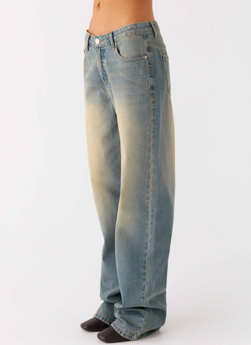 San Diego Straight Leg Denim Jeans - Blue Wash