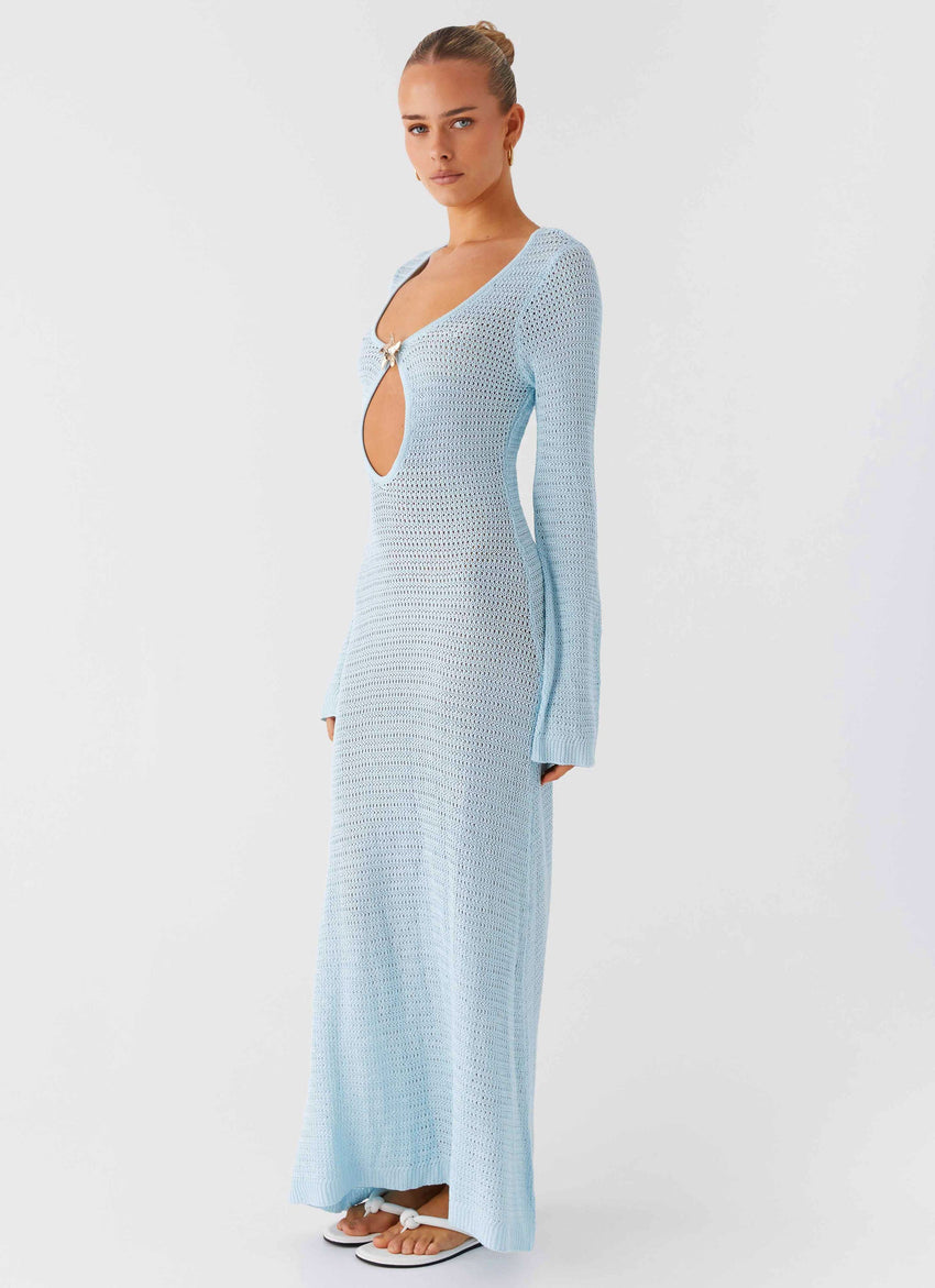 Seascape Crochet Maxi Dress - Blue