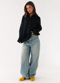 Torrie Oversized Polo Top - Black