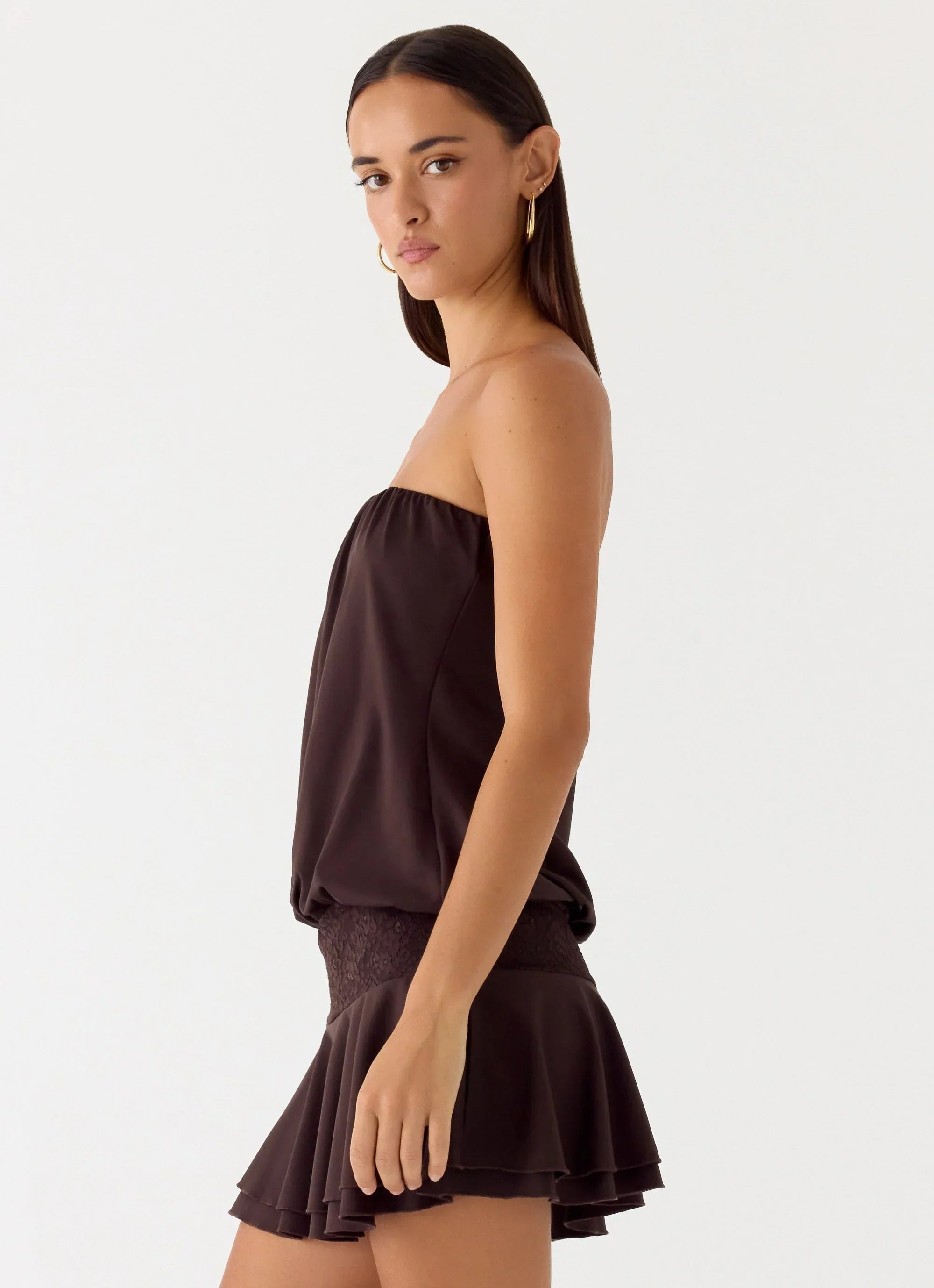 Noreen Strapless Mini Dress Brown