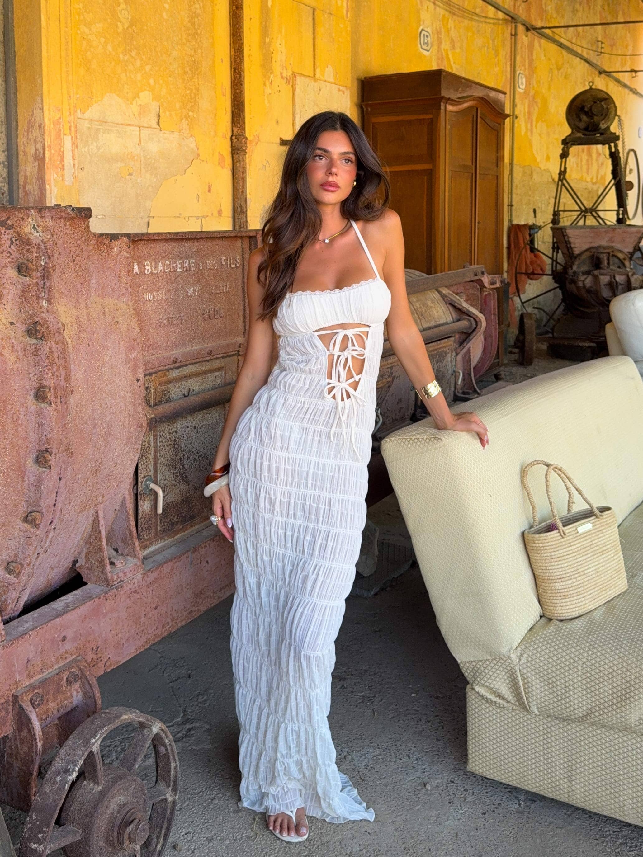 Priane White Maxi Dress
