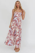Echoes A Line Midi Dress Floral Purple