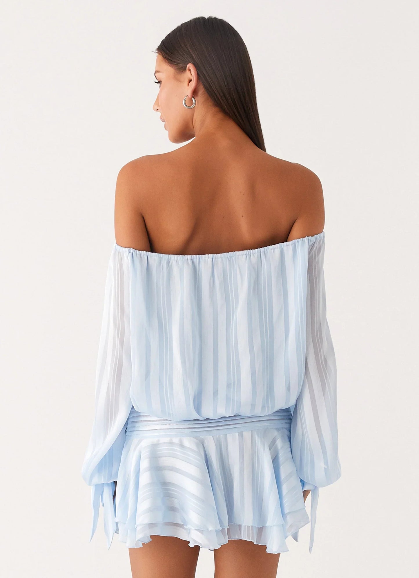 Eira Balloon Sleeve Mini Dress Blue