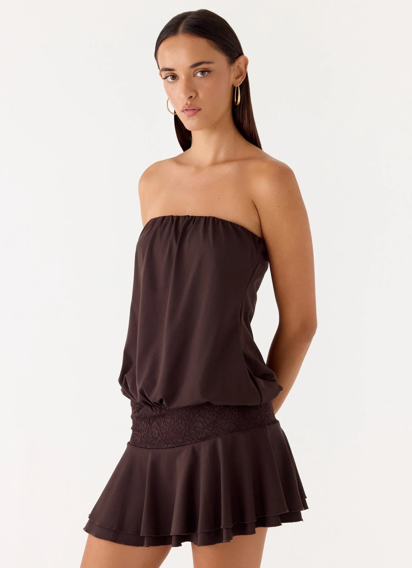 Noreen Strapless Mini Dress Brown