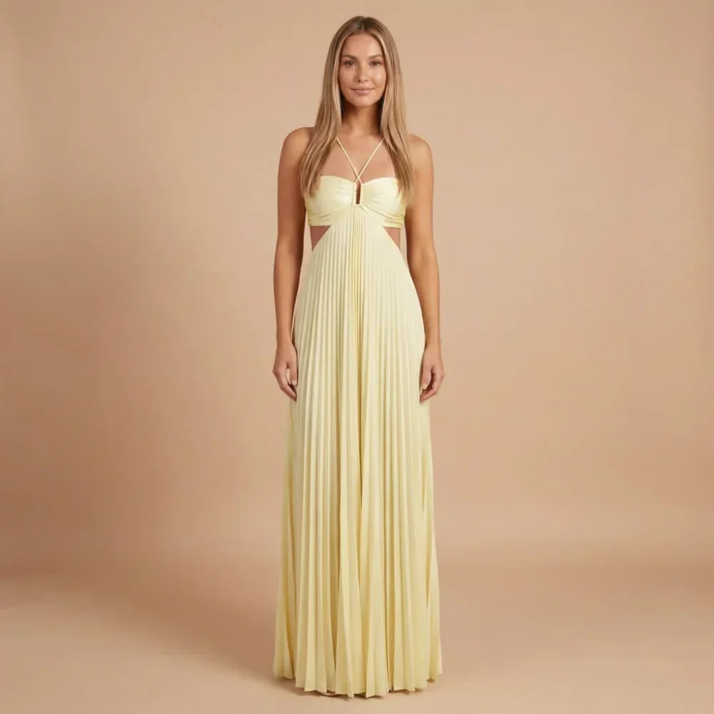 Riley Pleated Halter Maxi Dress
