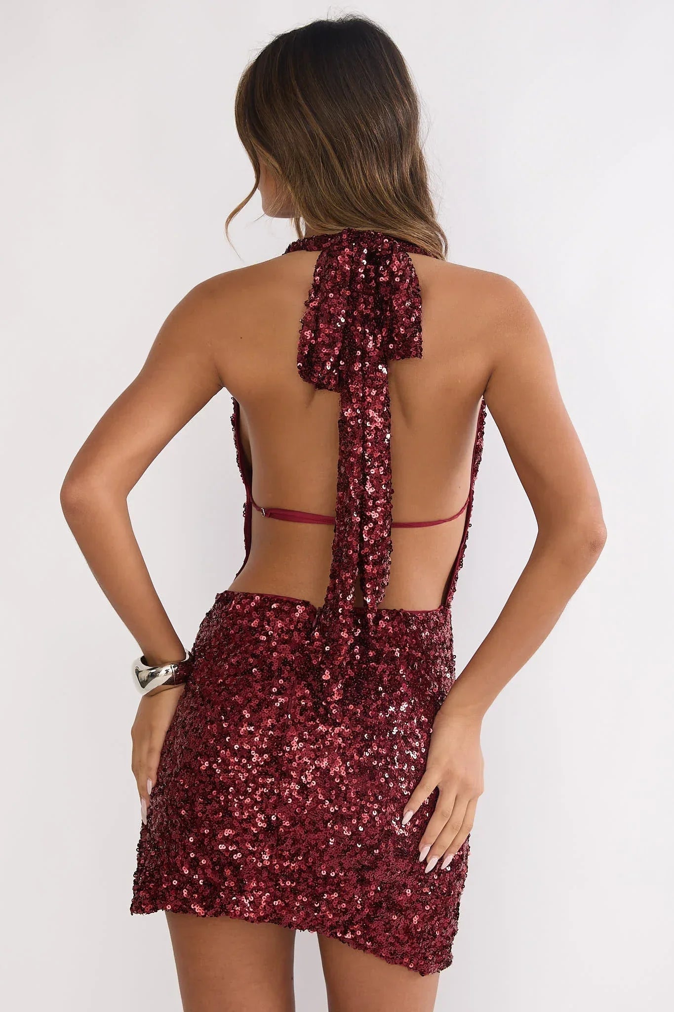 Afterlight Sequin Mini Dress Cherry