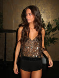 Klara | Women'S Sleeveless Sequin Glitter Festival Party Top