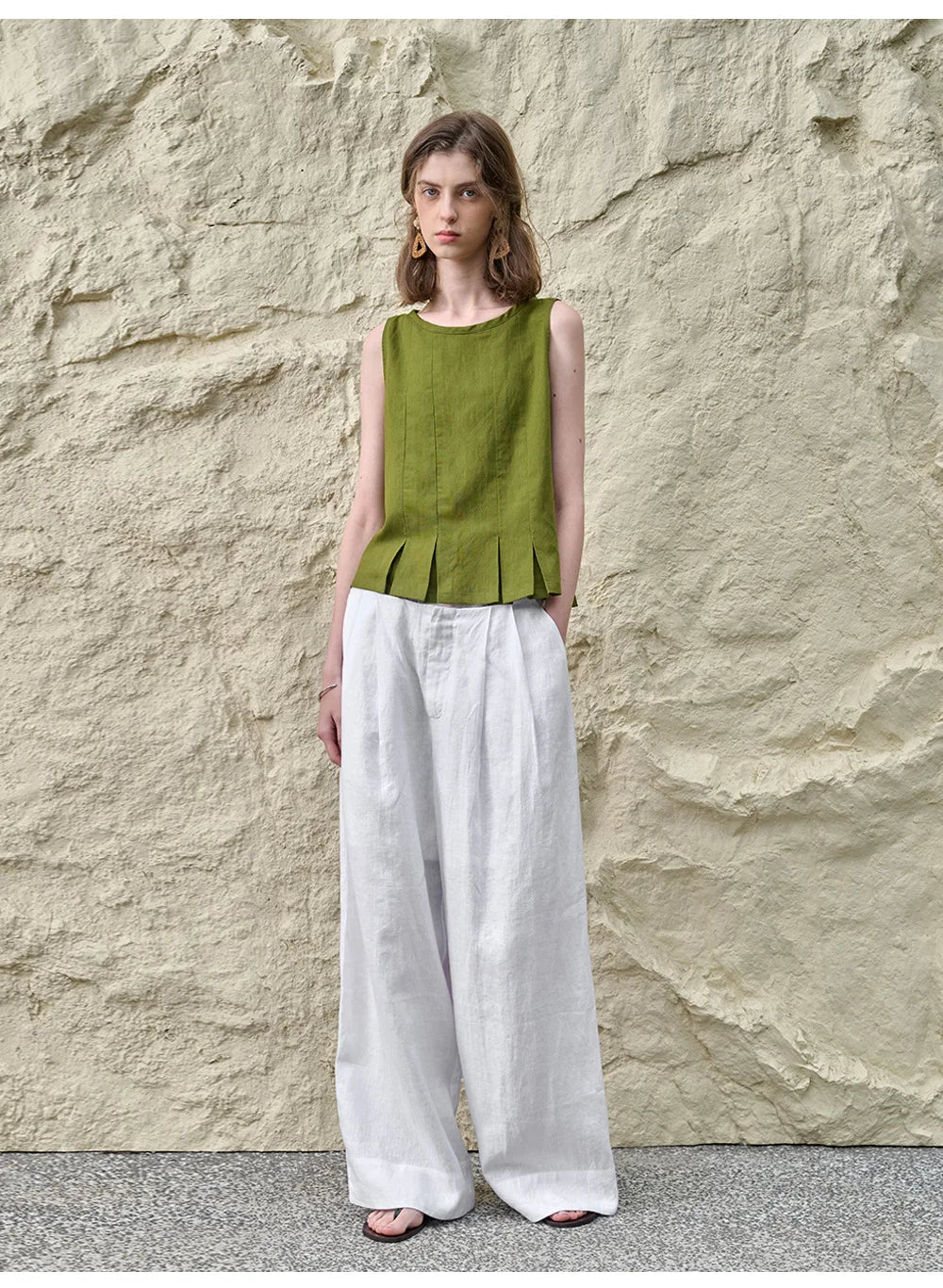 Duttini | Pleated Hem Linen Top