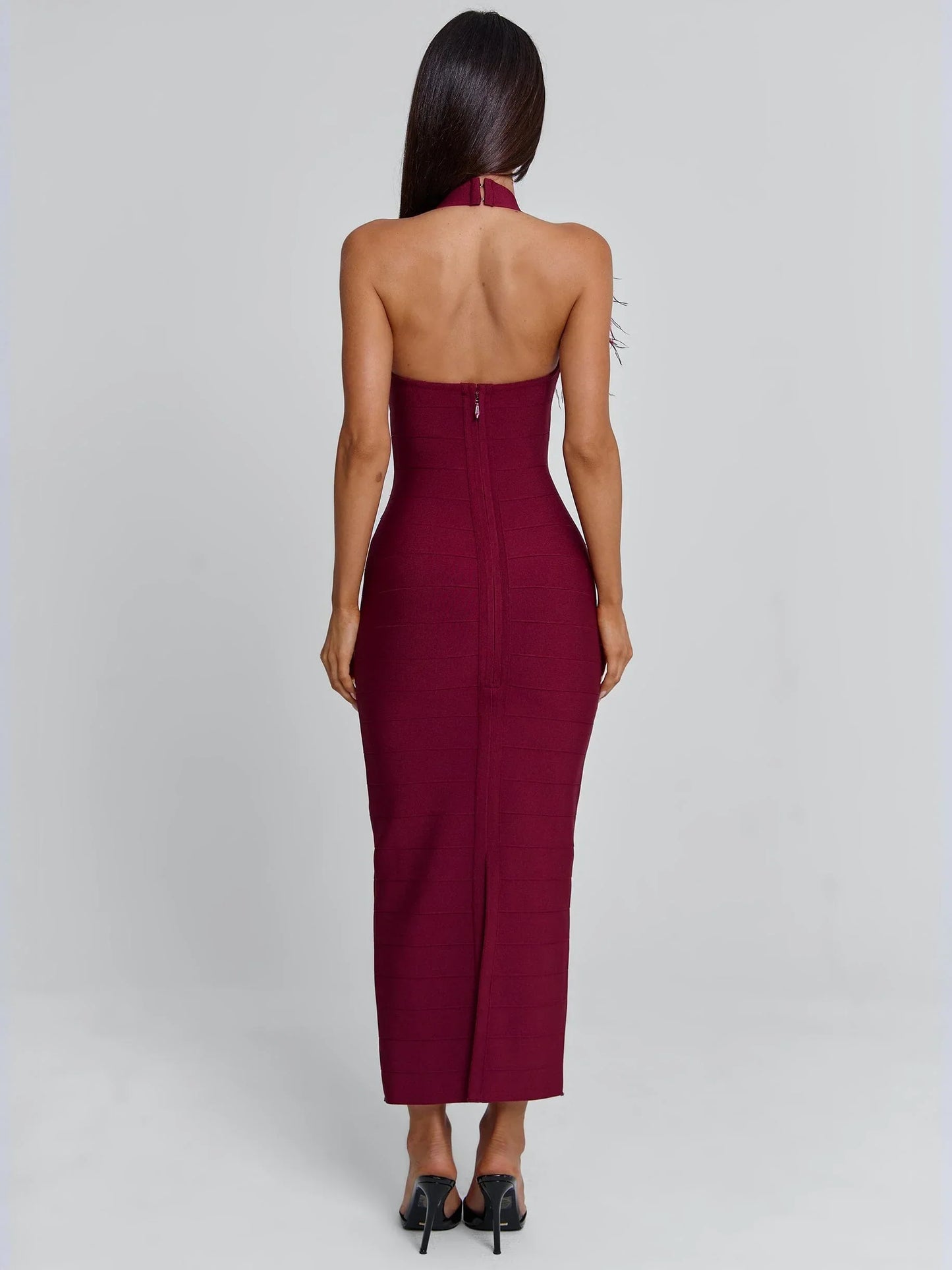Lunabelle Burgundy Midi Dress