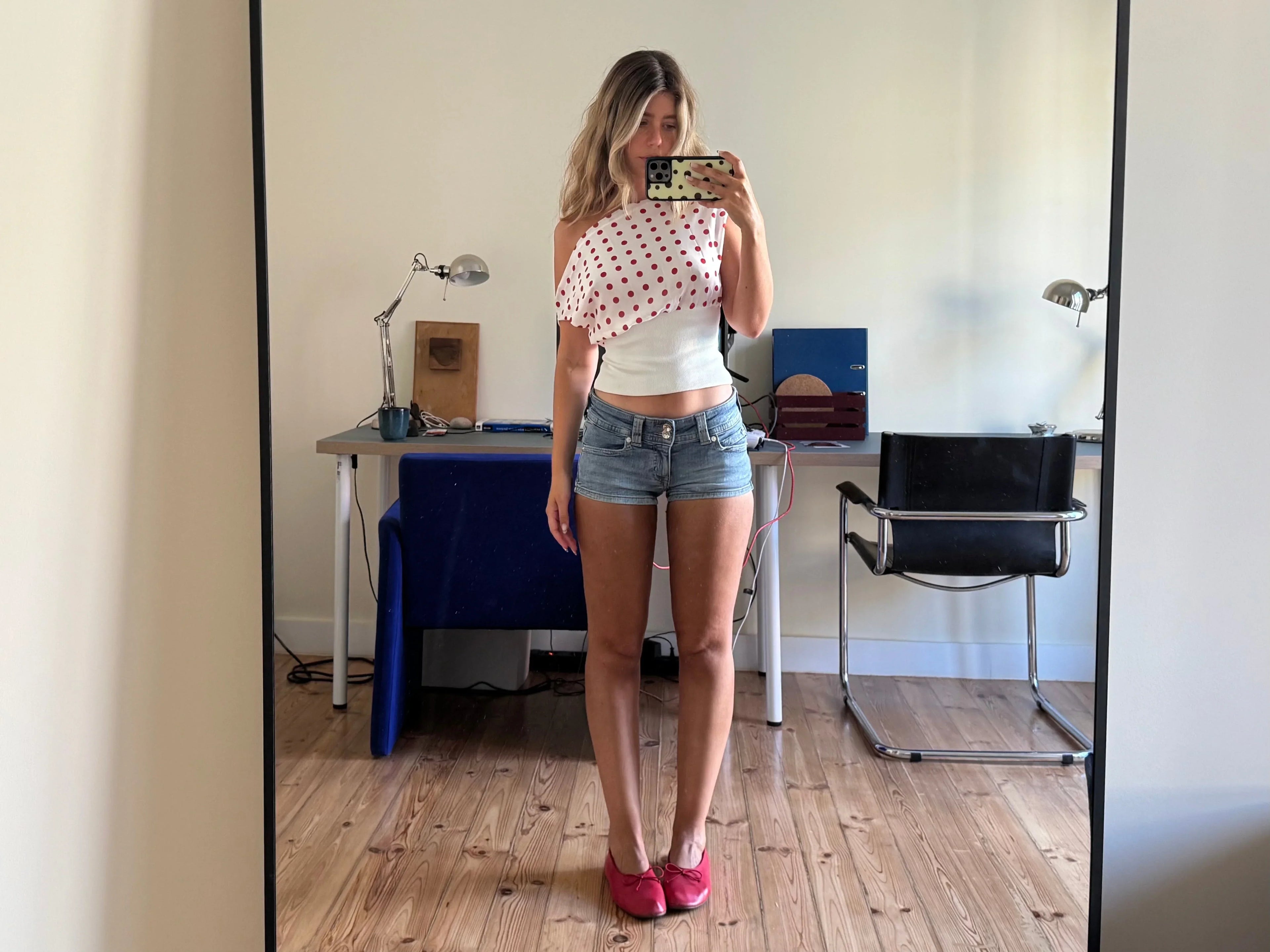 Sienna Draped Polka Dot Crop Top