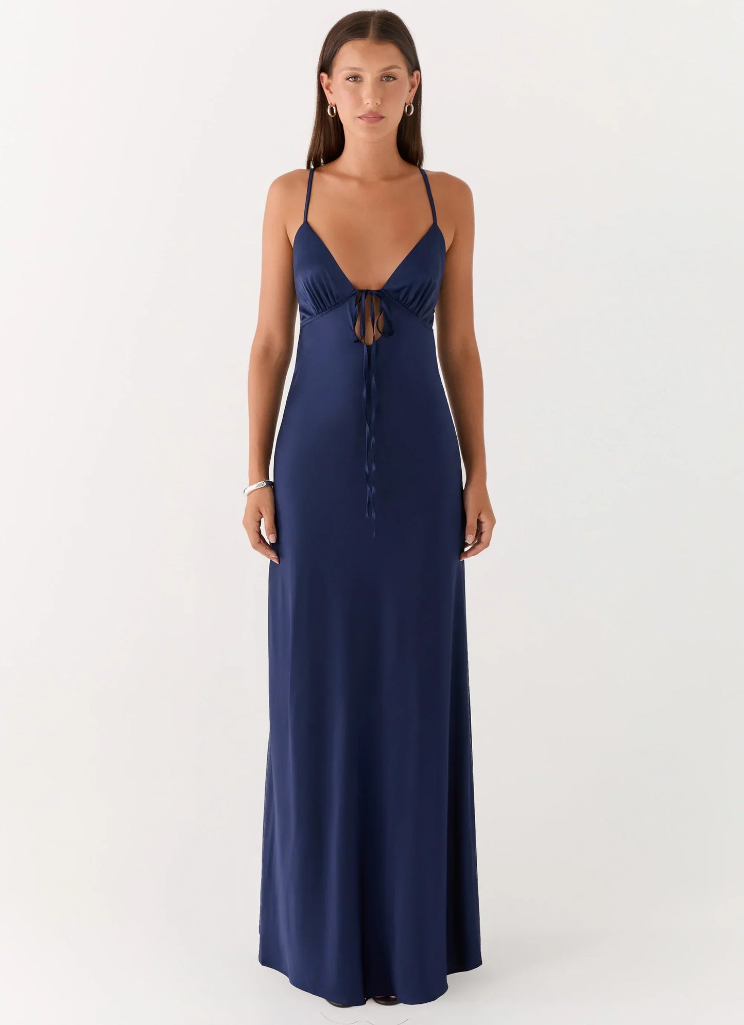 Flora Satin Maxi Dress - Navy